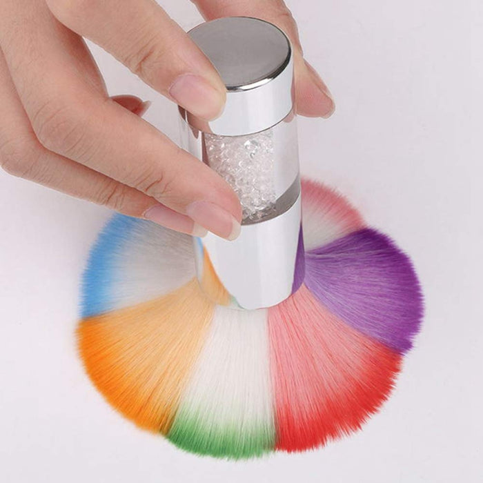 Close-up of crystal handle nail brush showing bristle softness and shine