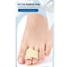 Toe stabilizer strap being worn on a foot with packaging in the background