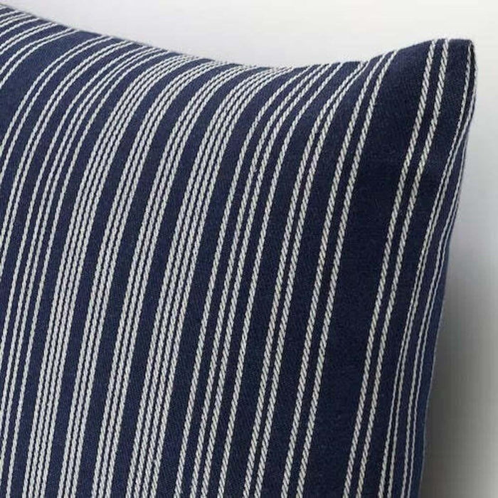 IKEA KÄRRDUNÖRT Duvet Cover and Pillowcase Dark Green Multicolour 150x200/50x80 cm with ALVARMALORT Cushion Cover Blue Stripe 50x50 cm