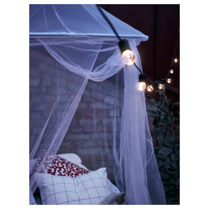 IKEA SOLIG Net White 150 cm with KLIBBARV Cushion Orange Printed 40x40 cm