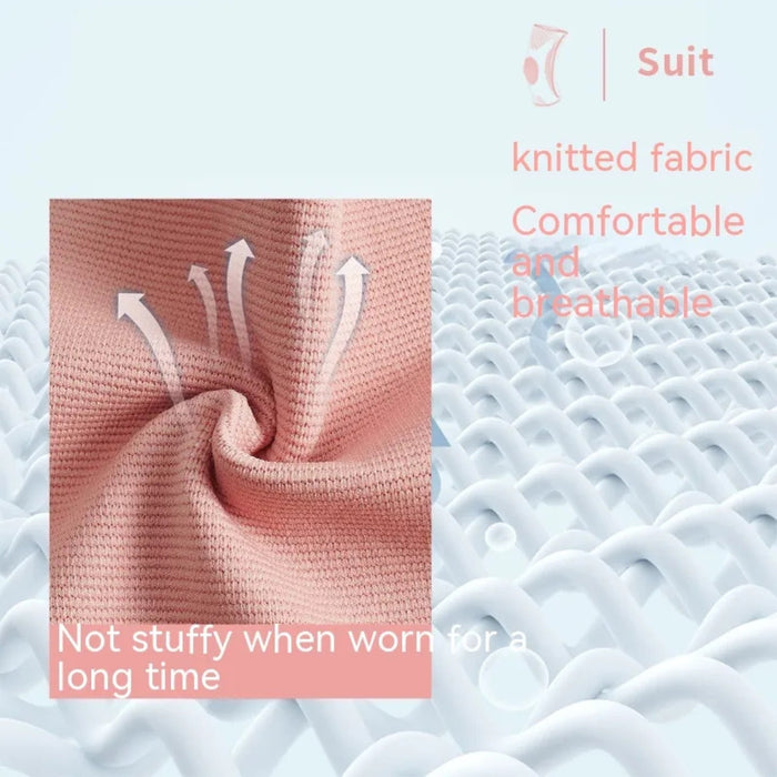 Knitted pink fabric with airflow arrows – breathable and comfortable material used in volleyball arm guards for long wear – 1600002527315