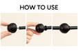 Step-by-step visual guide showing how to attach FASTSTALLA finials to curtain rod ends using screw-in method