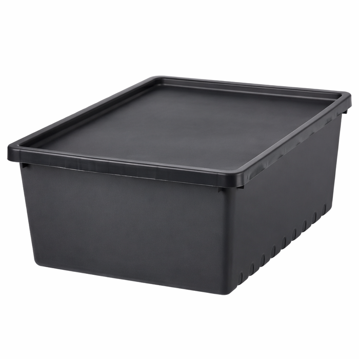 IKEA UPPSNOFSAD Storage Box with lid Black 35x25x14cm — 9L | Stackable Plastic Organiser