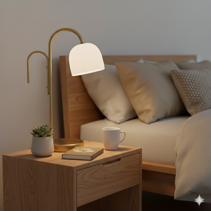 IKEA TVÅMASTAD LED portable lamp, battery-operated brass/opal white glass