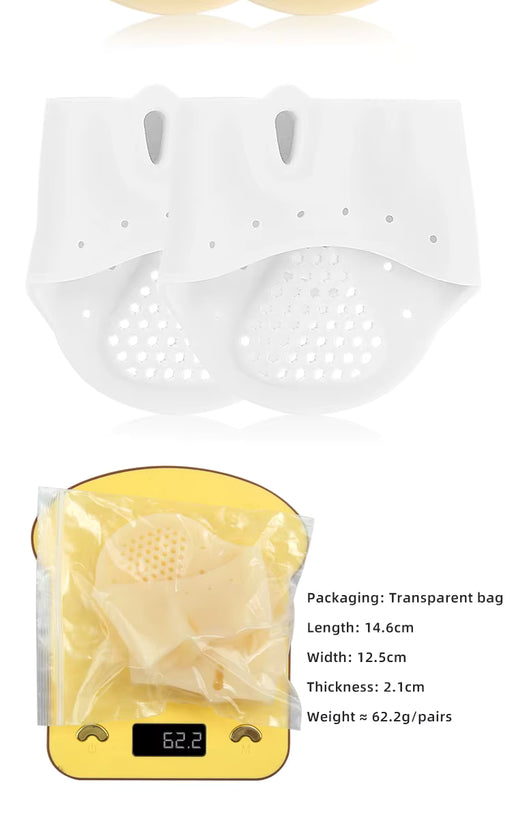 Packaged white insole with packaging details on a white background