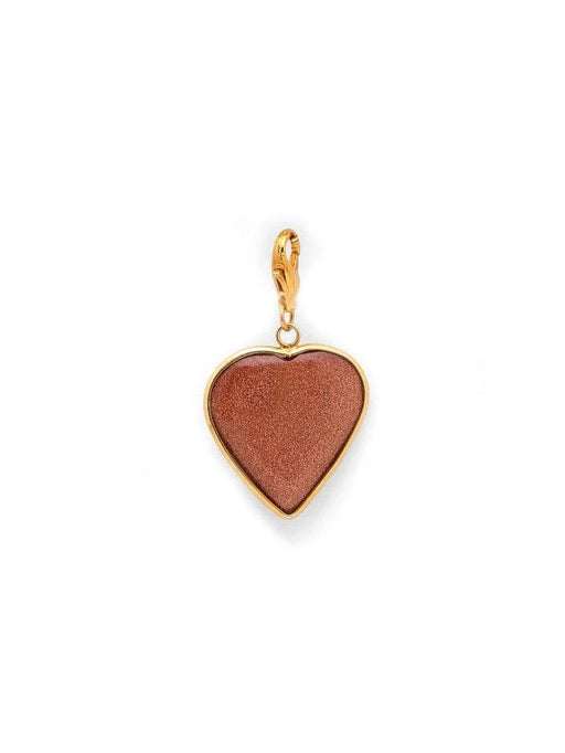 Heart-shaped pendant with gold frame on a white background