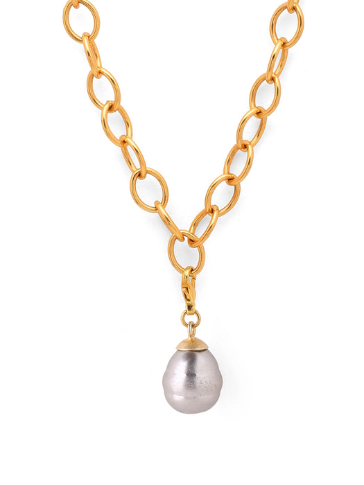 Digital Shoppy Oranite Baroque Pearl Charm, Grey and Gold