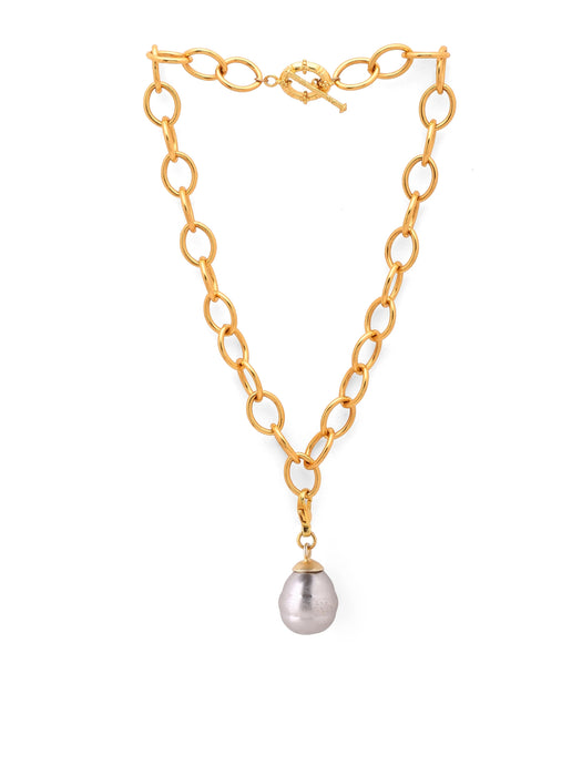 Digital Shoppy Oranite Baroque Pearl Charm, Grey and Gold