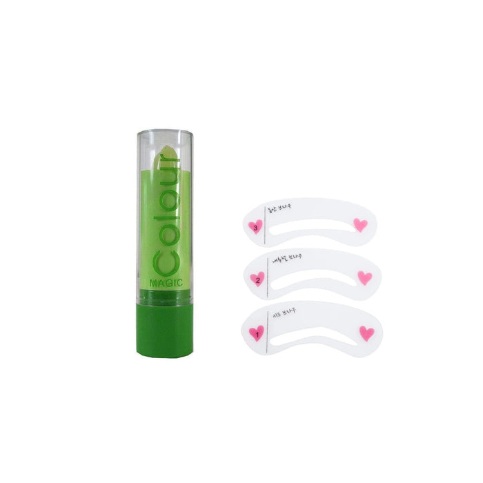 Digital Shoppy Beauty Makeup Combo – Reusable Eyebrow Stencil Kit (3 piece)& Magic Color Changing Glossy Lip Balm