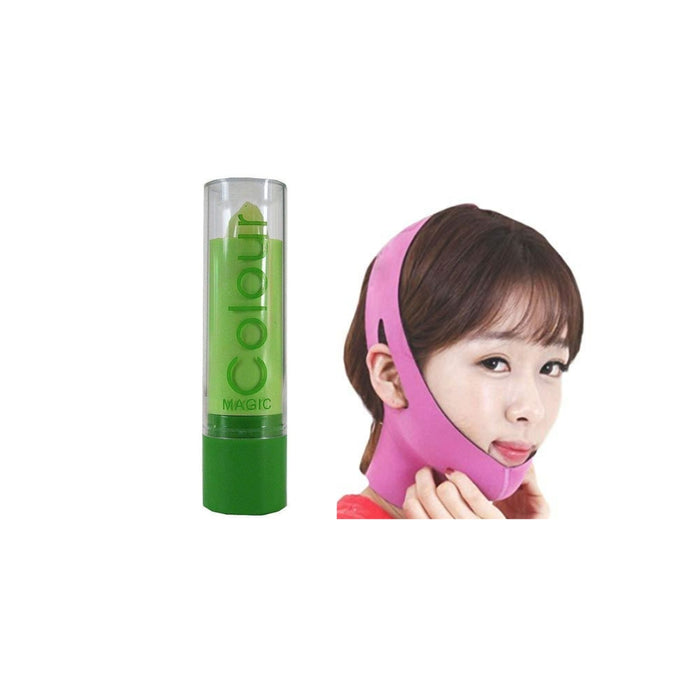 Digital Shoppy Magic Color Changing Lip Balm & V-Face Beauty Bandage Combo – Lip Care and Facial Beauty Set