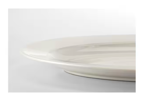 Close-up of the minimalist IKEA VARDAGEN Serving Plate in classic white.