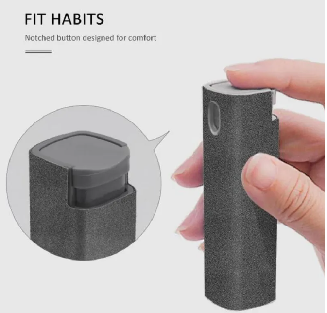 Digital Shoppy 2 In 1 Phone Computer Screen Cleaner Kit For Screen Dust Removal Microfiber Cloth Set - GREY