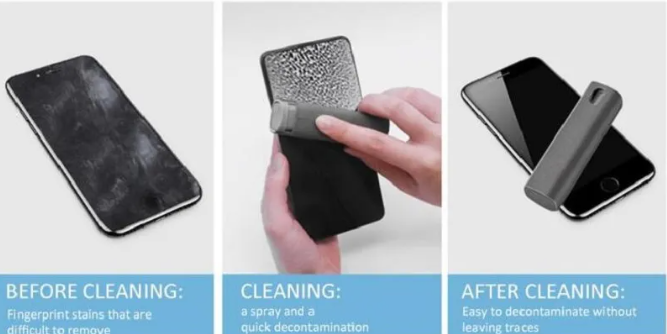 Digital Shoppy 2 In 1 Phone Computer Screen Cleaner Kit For Screen Dust Removal Microfiber Cloth Set - GREY