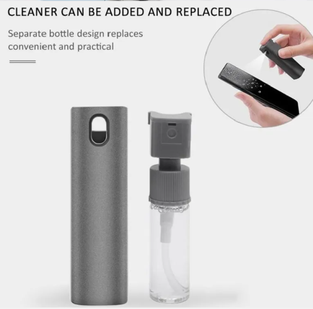 Digital Shoppy 2 In 1 Phone Computer Screen Cleaner Kit For Screen Dust Removal Microfiber Cloth Set - GREY