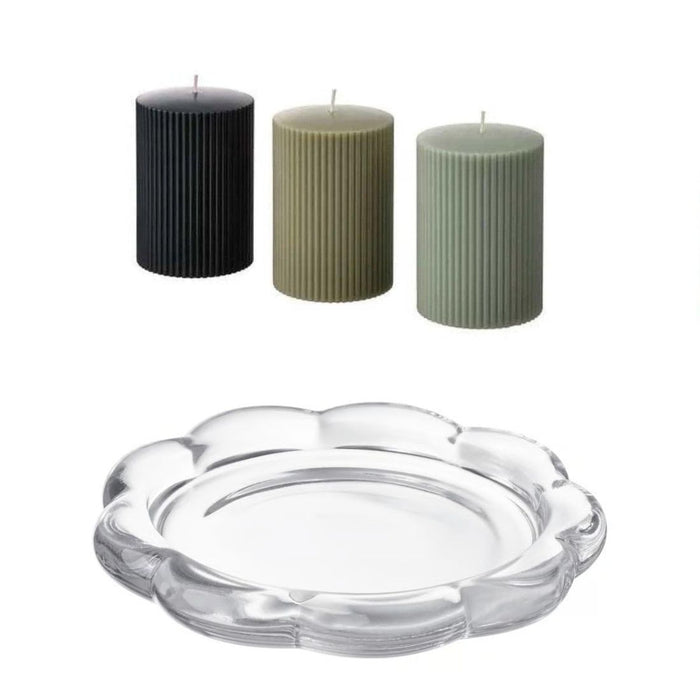 IKEA Scented Block Candle 30HRS with Candle dish, clear glass, 11 cm