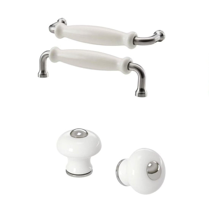 IKEA  HISHULT Knob, porcelain white, 30 mm (1 3/16 ") with Handle, porcelain white, 140 mm (5 1/2 ")