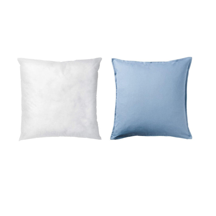 IKEA FIALISA Cushion pad, white 50x50 cm with Cushion cover, light blue 50x50 cm (20x20 ")