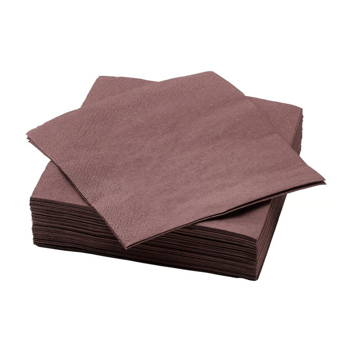 Stack of brown napkins on a white background