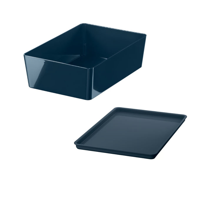 IKEA KUGGIS Box with Lid, black-blue, 18x26x8 cm