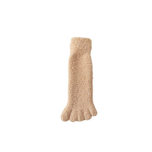 Beige toe-separated socks on a white background