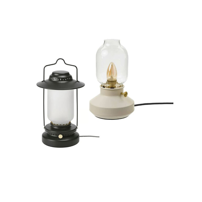 IKEA LED table lamp, dimmable outdoor/black, 35 cm with Table lamp, beige, 25 cm