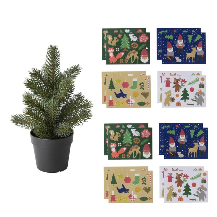 IKEA VINTER  CHRISTMAS TREE Artificial plant potted with pot ( 1 unit ) with Stickers ( 2 pack )
