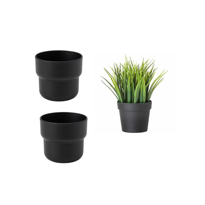 IKEA  FEJKA Artificial potted plant, in/outdoor grass, 9 cm WITH Plant pot  black, 9 cm