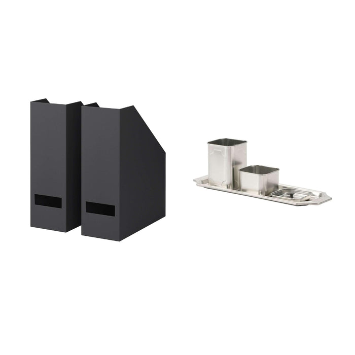 IKEA Tjena magazine file, black with Desk organiser, metal