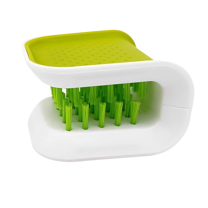 Digital Shoppy U-Shaped Cutlery Scrub Brush – Dual Bristles, Anti-Slip Grip (Green)