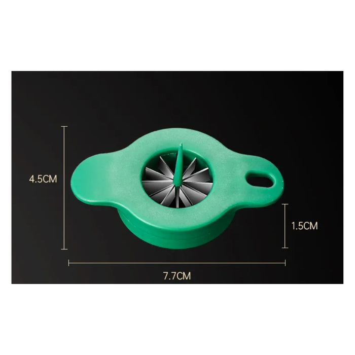 Green onion slicer with labeled dimensions – 4.5 cm height, 7.7 cm width, 1.5 cm depth – stainless steel blades for efficient prep – 1598451114240 13941221
