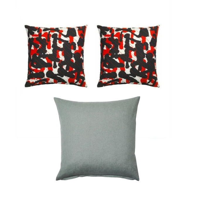 IKEA ANNANSTANS Cushion Cover, Handmade Green/Black/red,50x50 cm -Pack of (2) with VIGDIS Cushion cover, pale green50x50 cm (20x20 ")