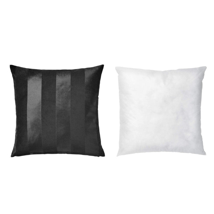 IKEA FIALISA Cushion pad, White, 50x50 cm with Cushion cover, grey, broad-striped,50x50 cm