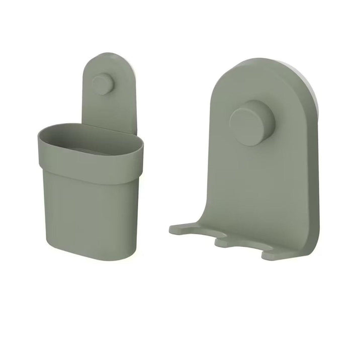 IKEA  ÖBONÄS Container with suction cup, grey-green with  Triple hook with suction cup, grey-green, 7x11 cm (2 ¾x4 ¼ ")