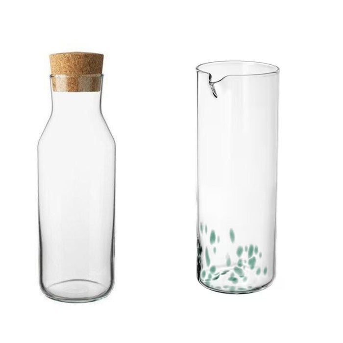 IKEA  Carafe with stopper, clear glass/cork,1 L with Carafe, clear glass/green, 1 l