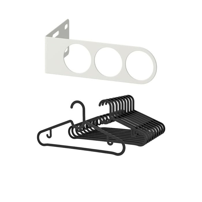IKEA Valet Hanger, White, 17x5 cm,1 Unit, and Hanger, Black, Pack of 10
