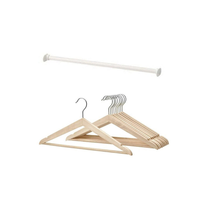 IKEA KRÄNGA Hanger, Wood 10 Pack with Clothes Rail, White, 80X55 cm