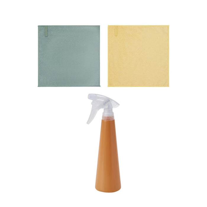 Ikea TOMAT Spray bottle, orange, 35 cl with Microfiber cloth, 28x28 cm