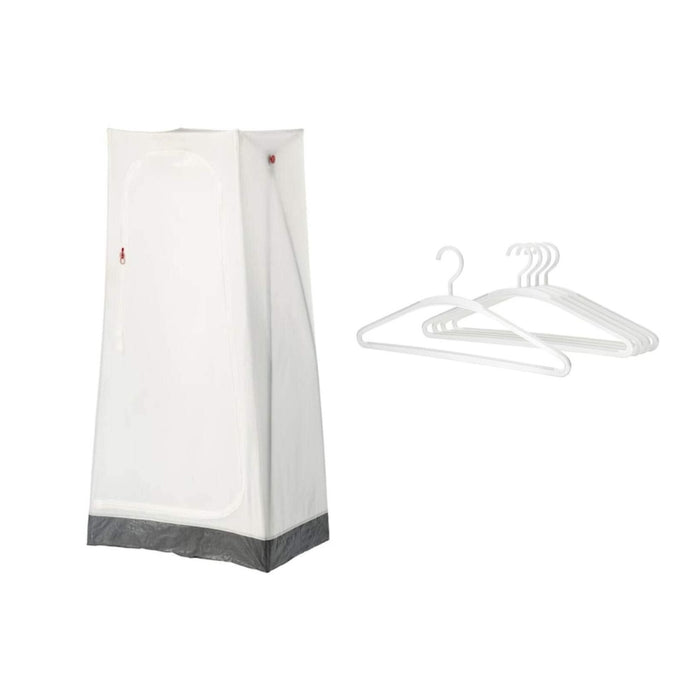 IKEA VUKU Wardrobe, white, 74*51*149 cm  with  Hanger, white/grey ( 5 pack )