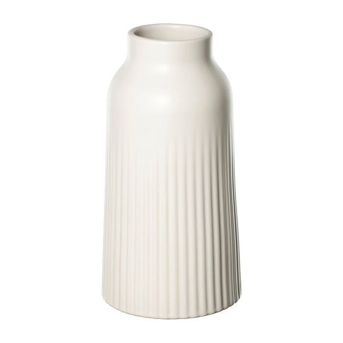IKEA KAPKASTANJ off-white grooved stoneware vase 23cm tall cylindrical minimalist design #50607317
