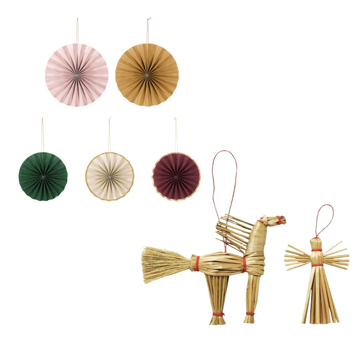 IKEA GOKVÄLLÅ Hanging Decorations Set of 5 — Multicolour Rounds | Festive Party Décor with IKEA VINTERFINT Hanging decoration, set of 2, handmade sedge