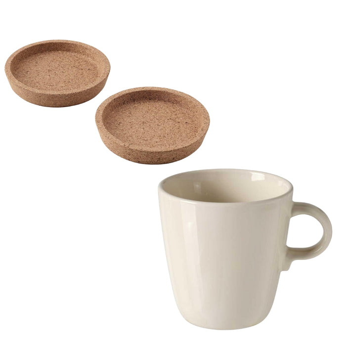 IKEA 365+ Coaster, cork, 9 cm with FÄRGKLAR Mug, glossy beige37 cl
