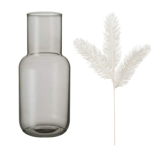IKEA SMYCKA Artificial spray, in/outdoor/beige, 65 cm with FÖRENLIG Vase, light grey21 cm (8 ¼ ")