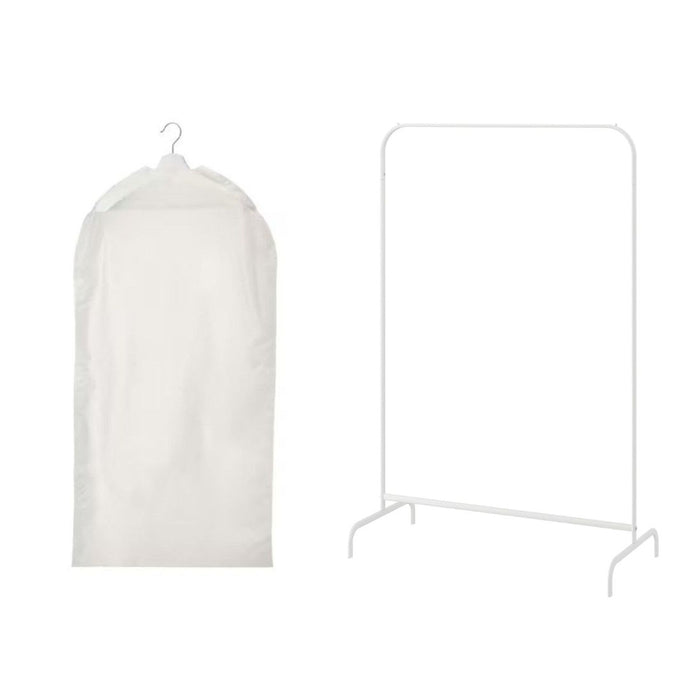 IKEA Clothes rack, white, 99x152 cm with 2 Clothes cover, transparent white,
