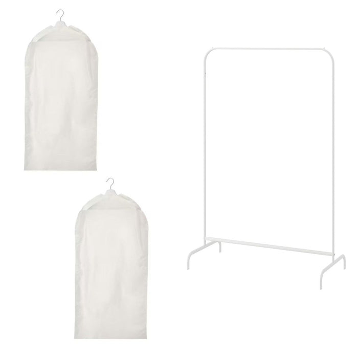 IKEA Clothes rack, white, 99x152 cm with 2 Clothes cover, transparent white,