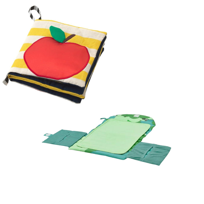 IKEA KLAPPA PLAYBOOK with GRÖNFINK Babycare mat, foldable/green, 70x35 cm