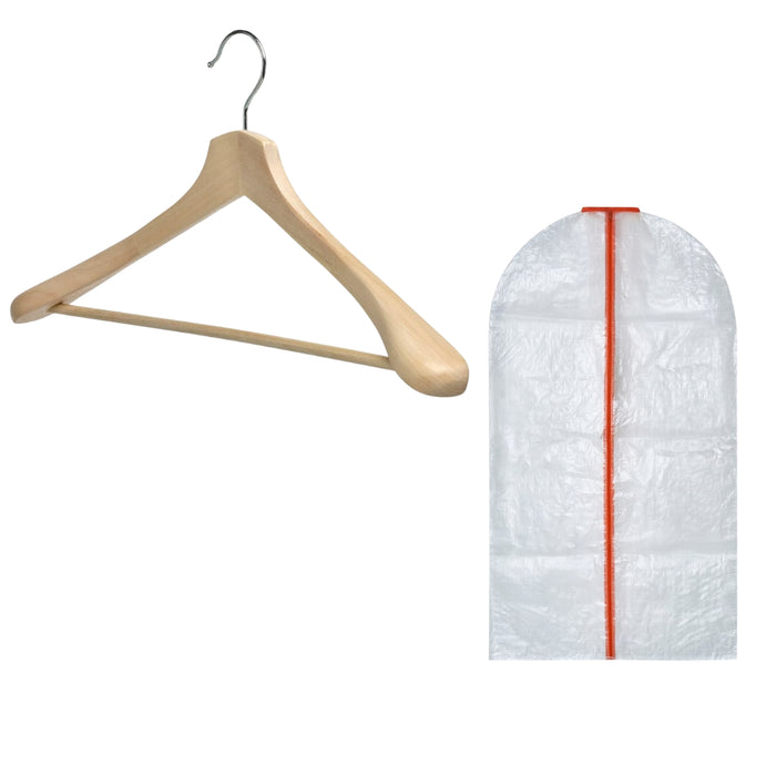 IKEA BUMERANG Coat hanger, natural with PÄRKLA Clothes cover