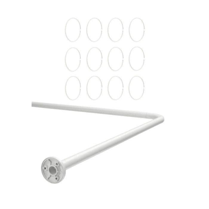 IKEA VIKARN/HASSJON Shower curtain rod, white with shower curtain ring 12pack