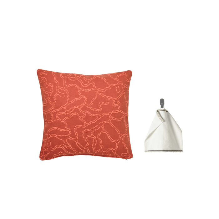 Ikea Cushion Cover, Red/Orange Abstract Pattern, 40x40 cm with washcloth, 30x30 cm