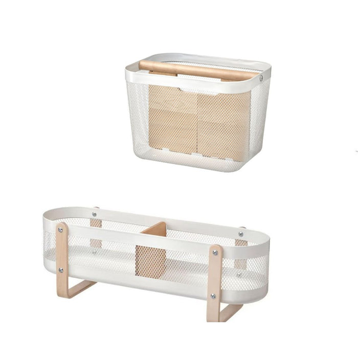 IKEA RISATORP Desk organiser, white, 50x16x17 cm with Basket with compartments, white, 33x24x23 cm