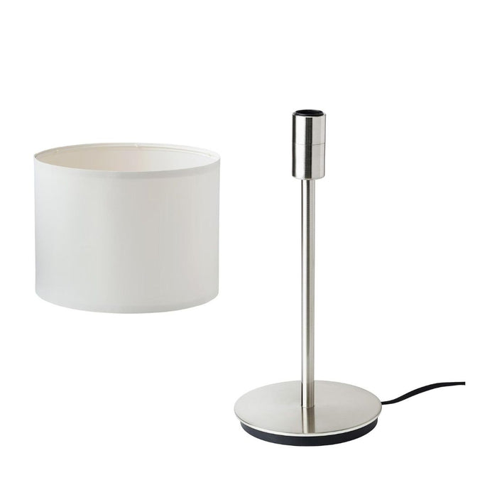IKEA RINGSTA Lamp shade, white, 33 cm (13 ") with Lamp Shade with Table lamp Base Nickel-Plated, 30 cm (12 ")